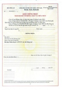 giấy chứng nhận phòng cháy chữa cháy